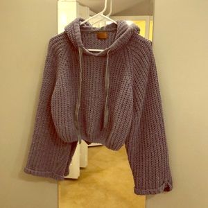 Worn once - POL gray hooded crop sweater.